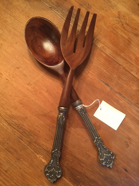 Wood and Metal Salad Serving Tongs - Sweet as Jelly
